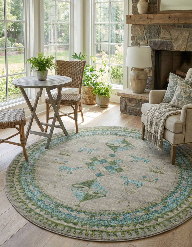 Detail image of 8' x 8' Washable Mesa Round Rug