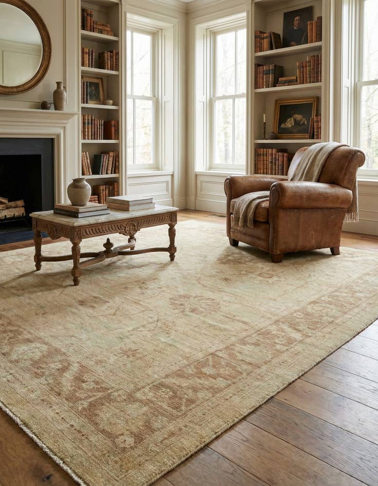 Detail image of 8' 4 x 9' 9 Hand Knotted Oushak Wool Rug