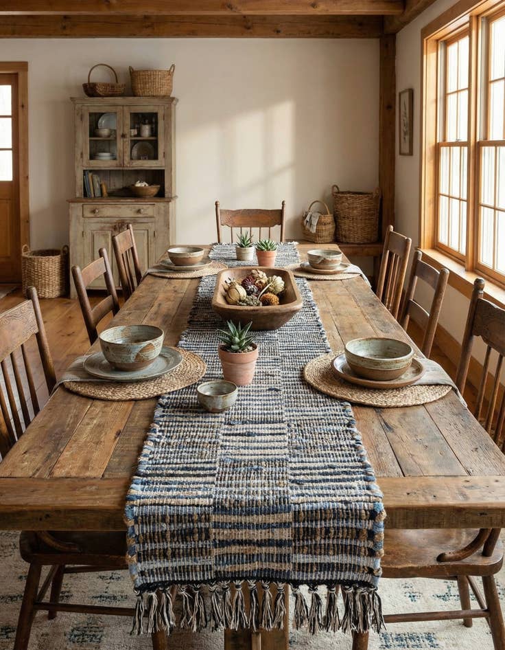 Detail image of 1' 2 x 10'  Hand Woven Chindi Jute Table Runner Rug