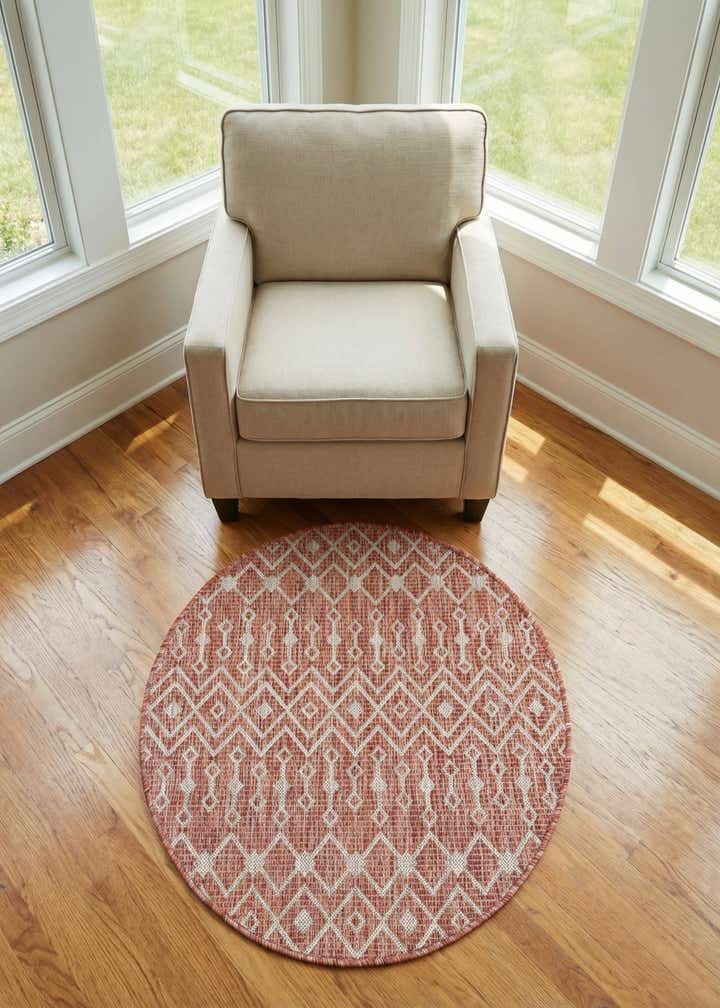 3' x 3' Easy-Clean Trellis Indoor / Outdoor Round Rug