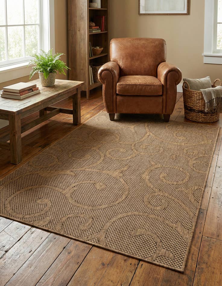 Detail image of 5' x 8' Easy-Clean Botanical Indoor / Outdoor Rug