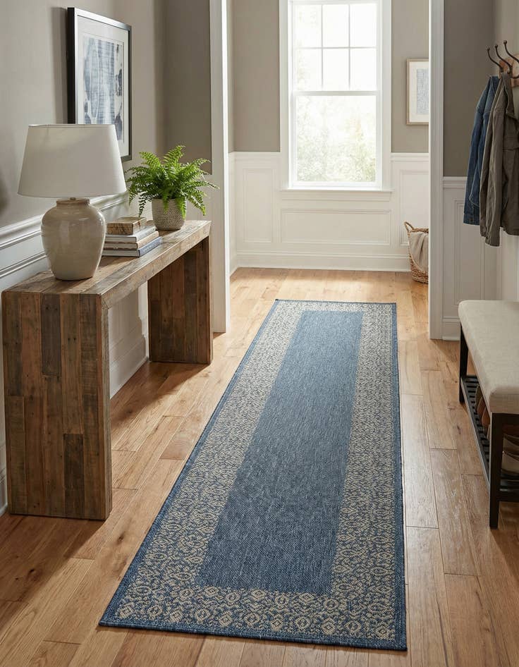 Detail image of 2' 7 x 12' Washable Border Indoor / Outdoor Runner Rug