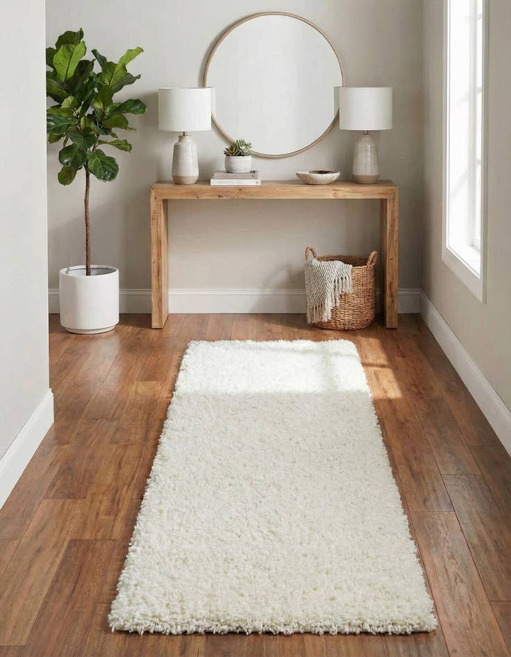 Detail image of 2' x 5' Solid Shag Runner Rug