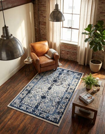 Ivory and Blue Miranda Rug