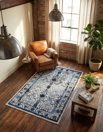 Ivory and Blue Miranda Rug