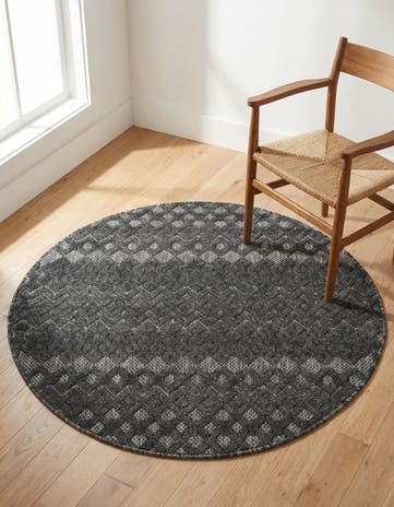 4' x 4' Easy-Clean Trellis Textured Indoor / Outdoor Round Rug