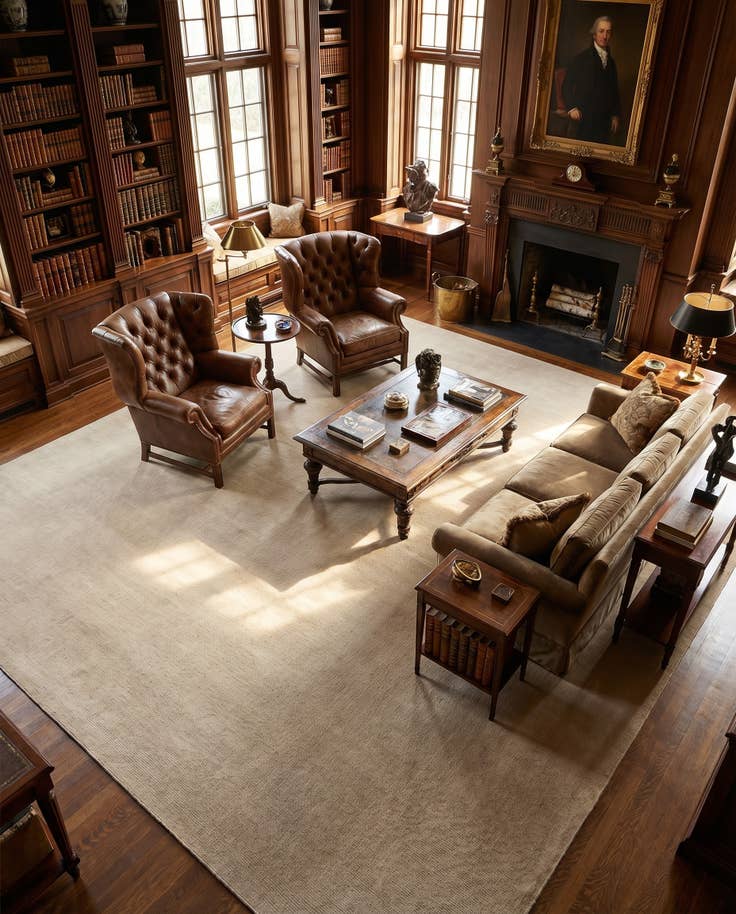 Detail image of 13' 1 x 13' 1 Hand Woven Jill Zarin English Manor Wool Square Rug