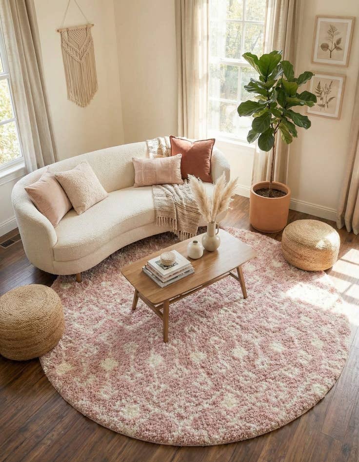 Detail image of  10' x 10' Moroccan Trellis Shag Round Rug