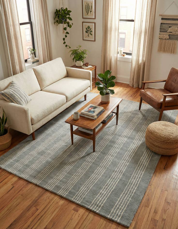 Detail image of 4' 1 x 6' 1 Jill Zarin Striped Wool Rug