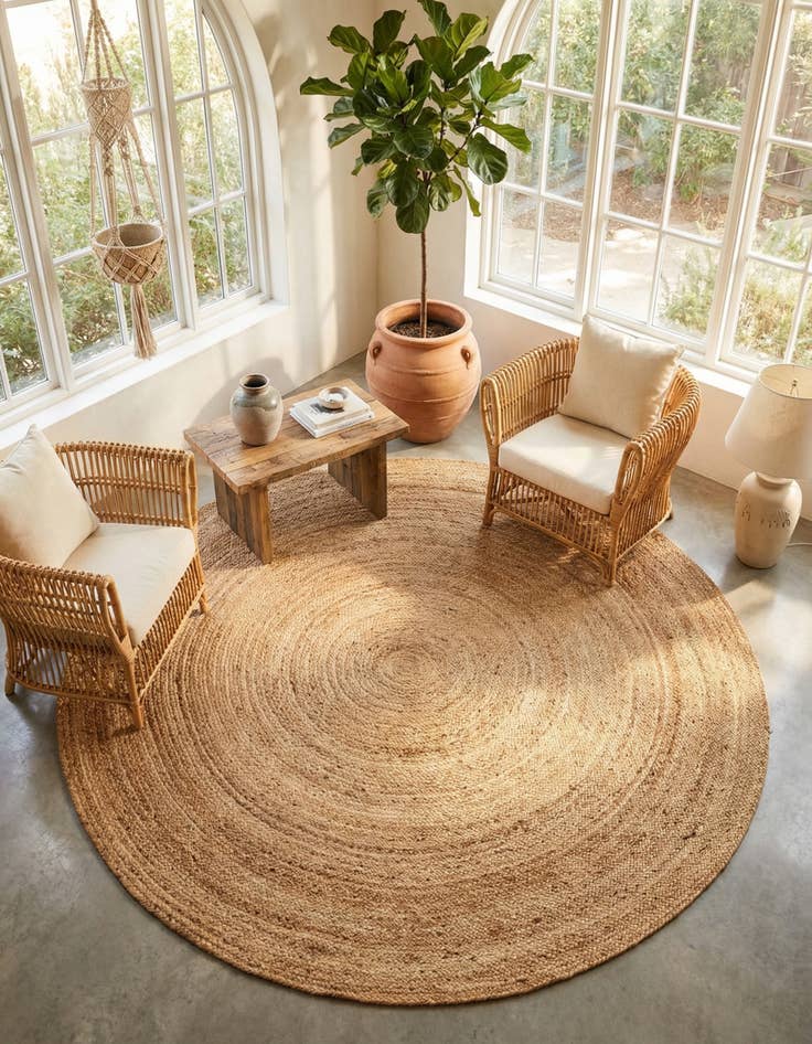 Detail image of 7' 10 x 7' 10  Hand Braided Jute Luxe Round Rug
