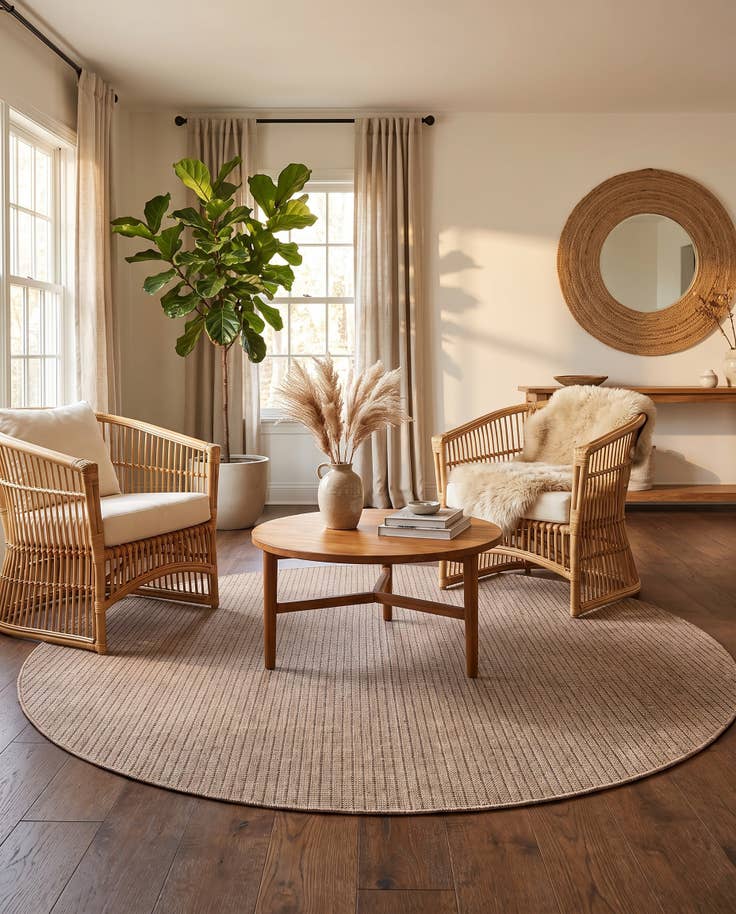 Detail image of 7' 10 x 7' 10 Easy-Clean Checkered Indoor / Outdoor Round Rug