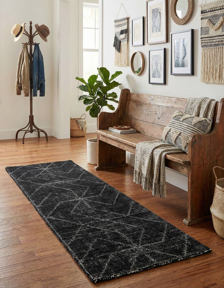 Detail image of  2' x 6' 1 WoolCraft Geometric Runner Rug