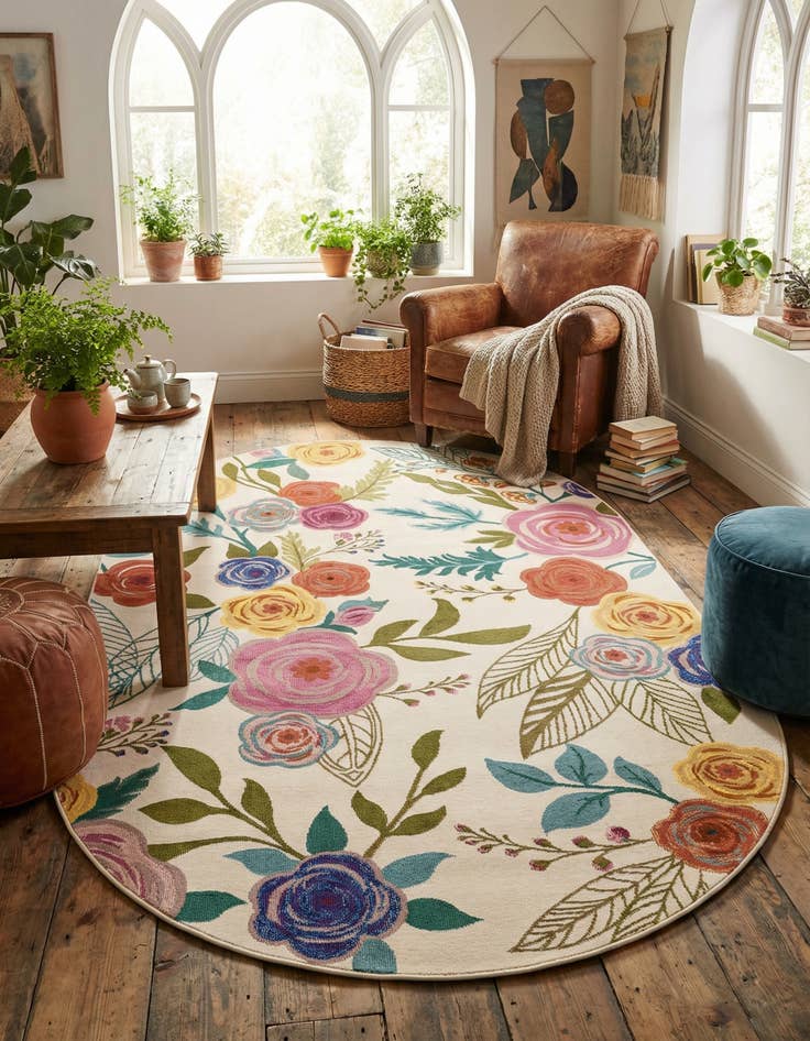 Detail image of 6' x 9' Blossom Oval Rug