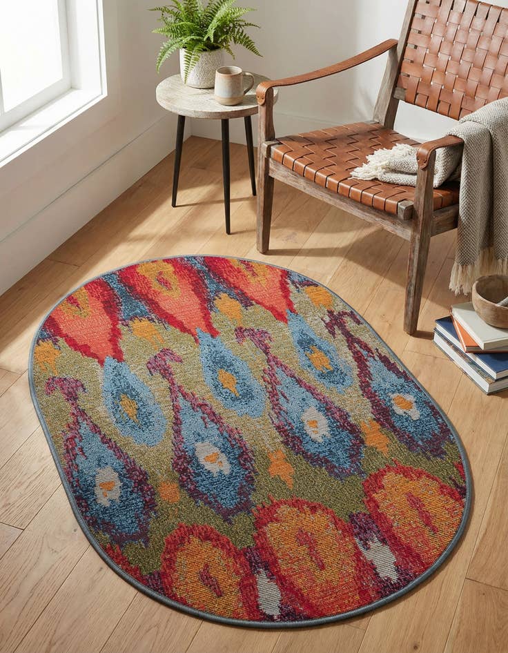 Detail image of 2' 2 x 3' Washable Modern Indoor / Outdoor Oval Rug