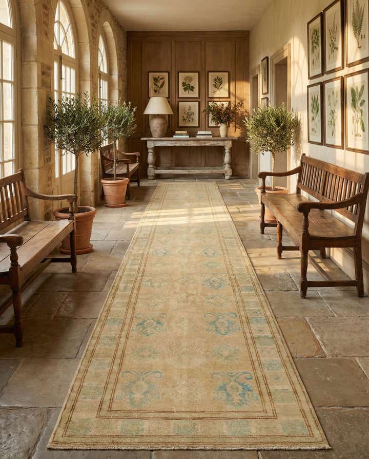 2' 6 x 9' 4 Hand Knotted Oushak Wool Runner Rug