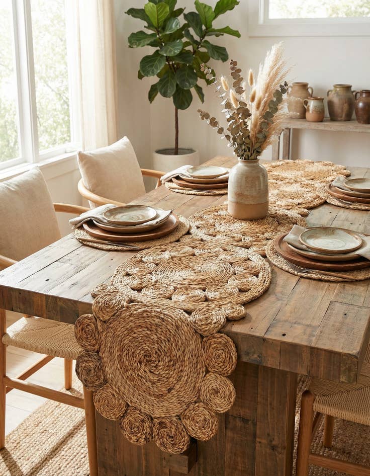 Detail image of 1' 4 x 6' 1 Braided Jute Table Runner Rug