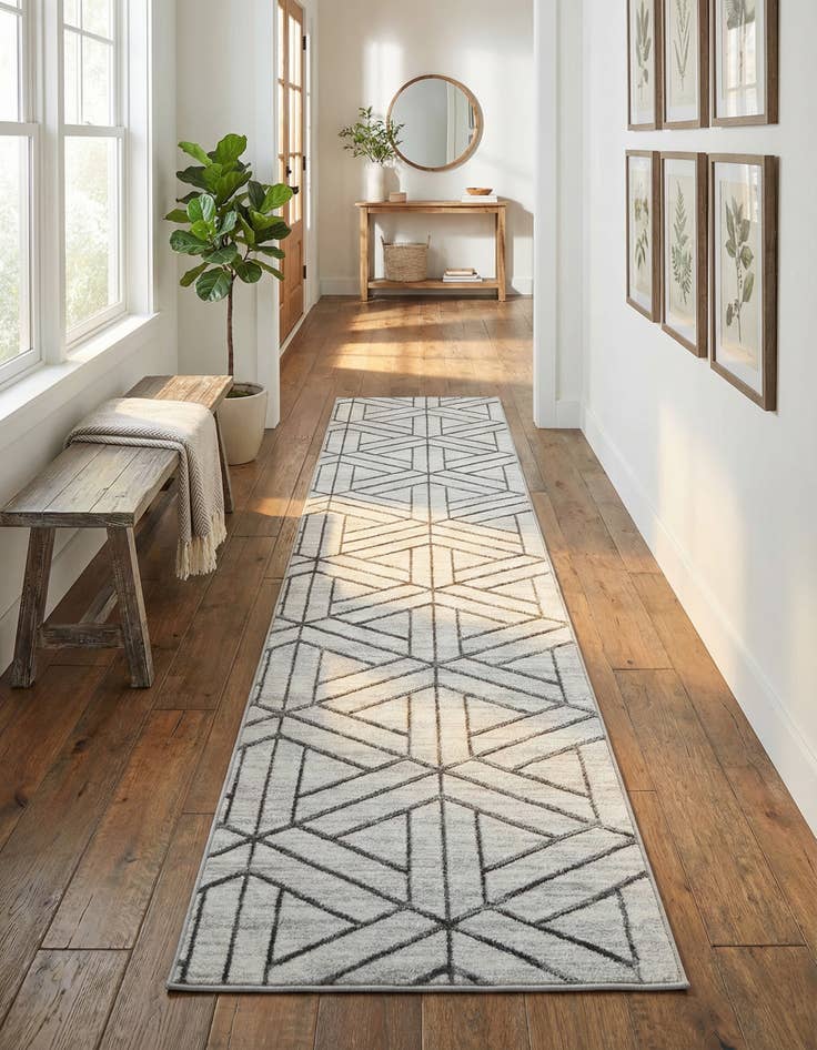 Detail image of 2' 7 x 12' Lattice Trellis Runner Rug