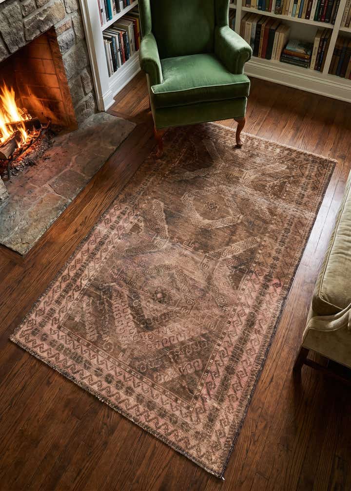 3' 8 x 5' 9 Hand Knotted Ultra Vintage Persian Wool Rug