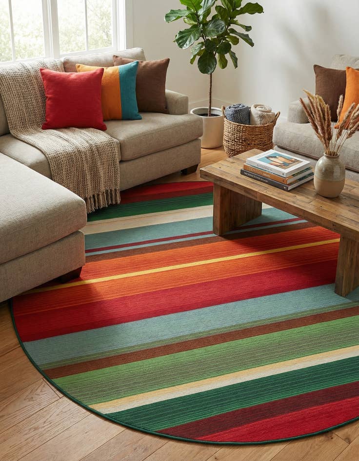 Detail image of 6' x 6' Easy-Clean Modern Indoor / Outdoor Round Rug