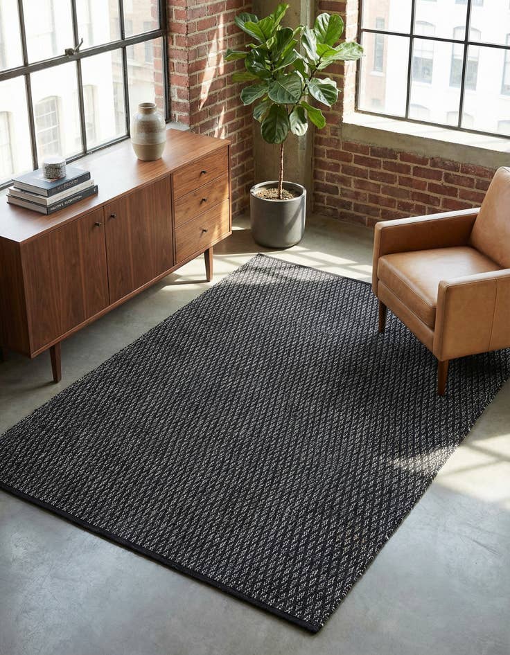 Detail image of 6' 1 x 9' Hand Woven Lattice Wool Rug