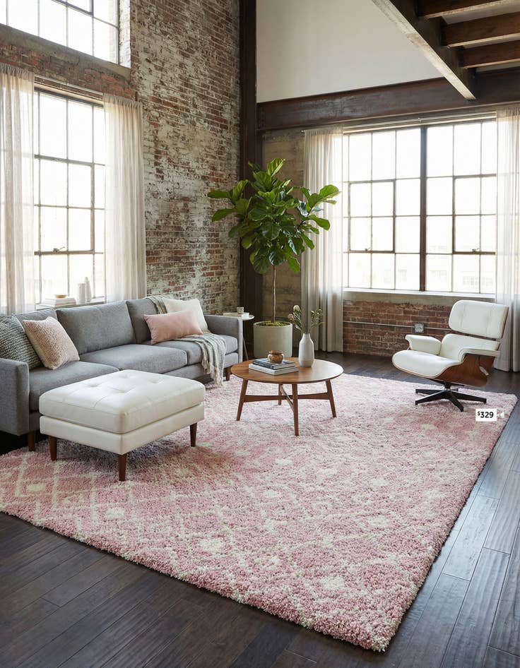 Detail image of 10' x 14' Moroccan Trellis Shag Rug