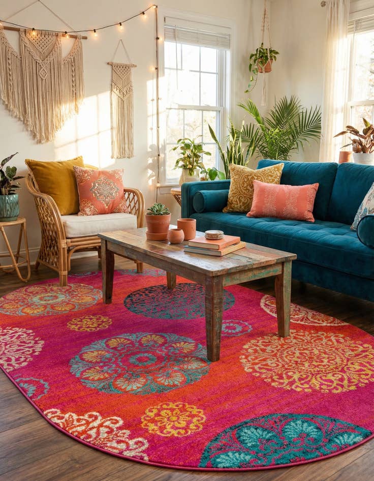 Detail image of 5' 3 x 8' Azalea Oval Rug