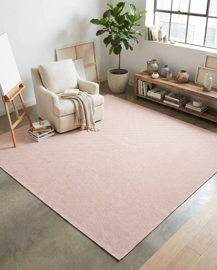 Detail image of 10' x 10' Hand Woven Geo Trellis Flatweave Square Rug