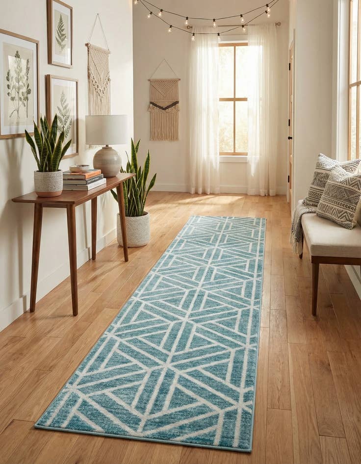 Detail image of 2' 7 x 13' Lattice Trellis Runner Rug