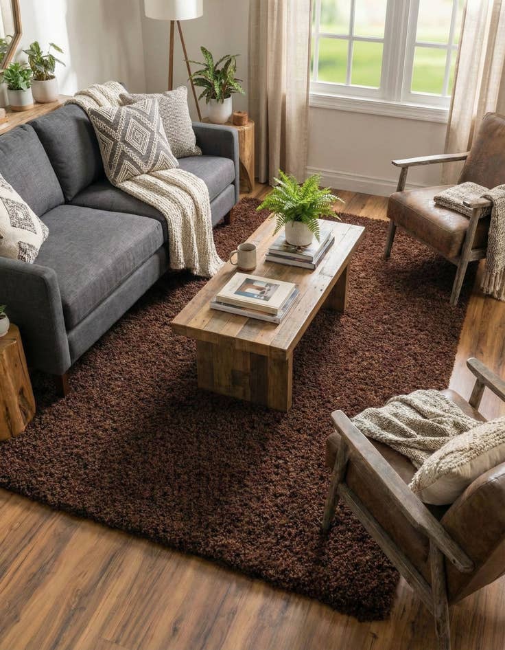 Detail image of  6' x 9' Solid Shag Rug