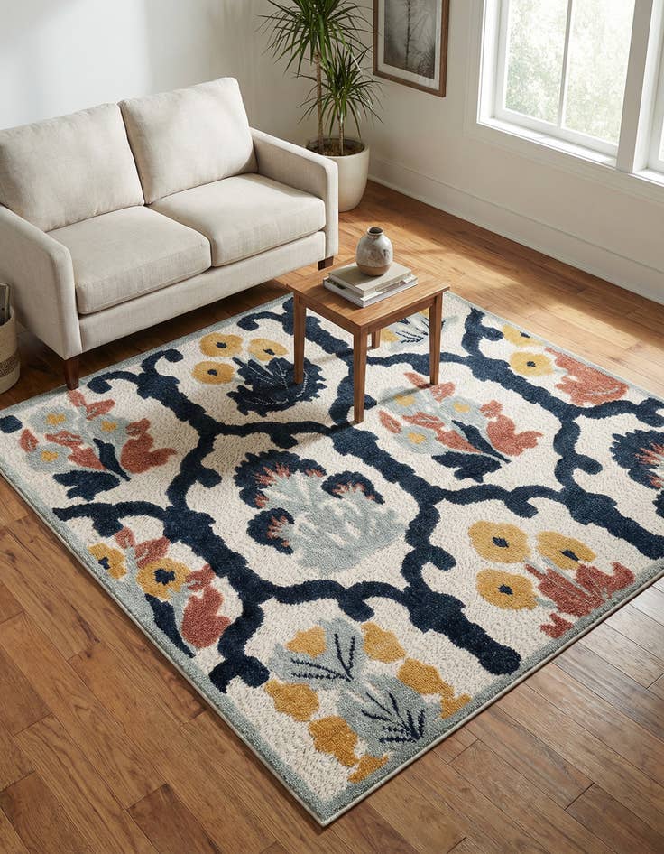 Detail image of 5' 3 x 5' 3  Washable Belize Indoor / Outdoor Square Rug