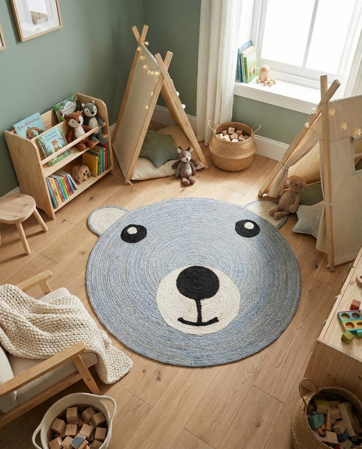 Detail image of 6' 1 x 6' 1 Hand Braided Kids Braided Jute Round Rug