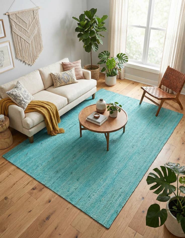 Detail image of 5' 1 x 8'  Hand Braided Jute Rug