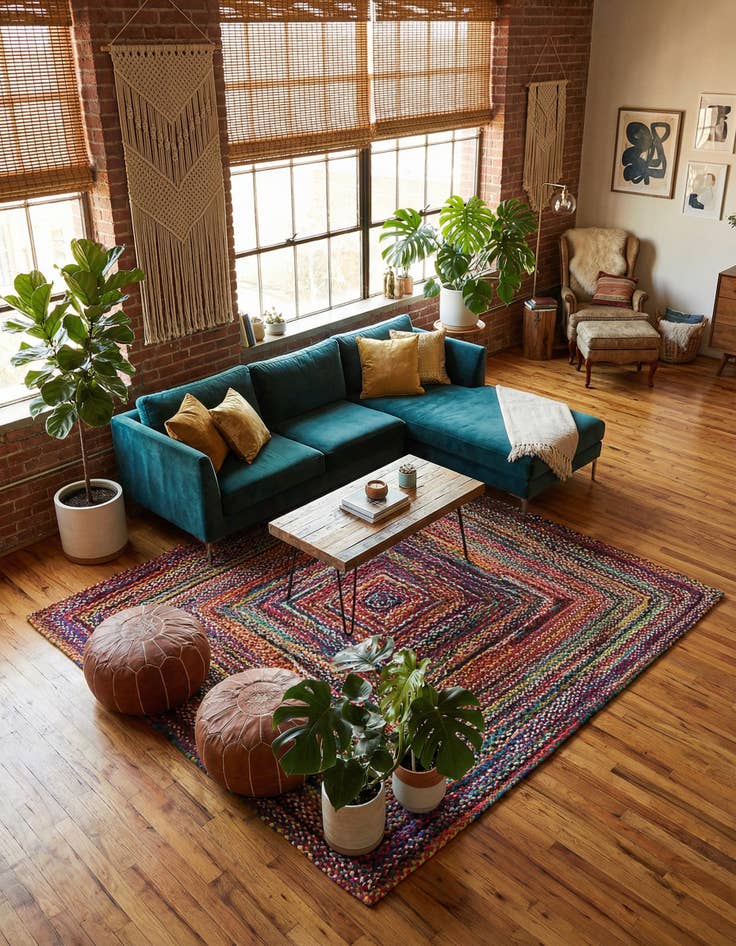 Detail image of 8' x 8' Handmade Braided Chindi Square Rug
