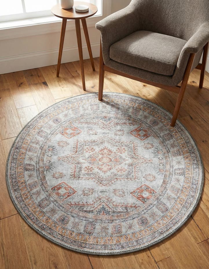 3' 6 x 3' 6 Washable Timeless Round Rug
