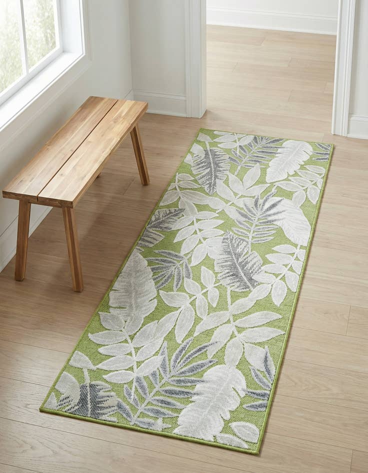 Detail image of 2' 2 x 5' 3  Washable Botanical Indoor / Outdoor Runner Rug