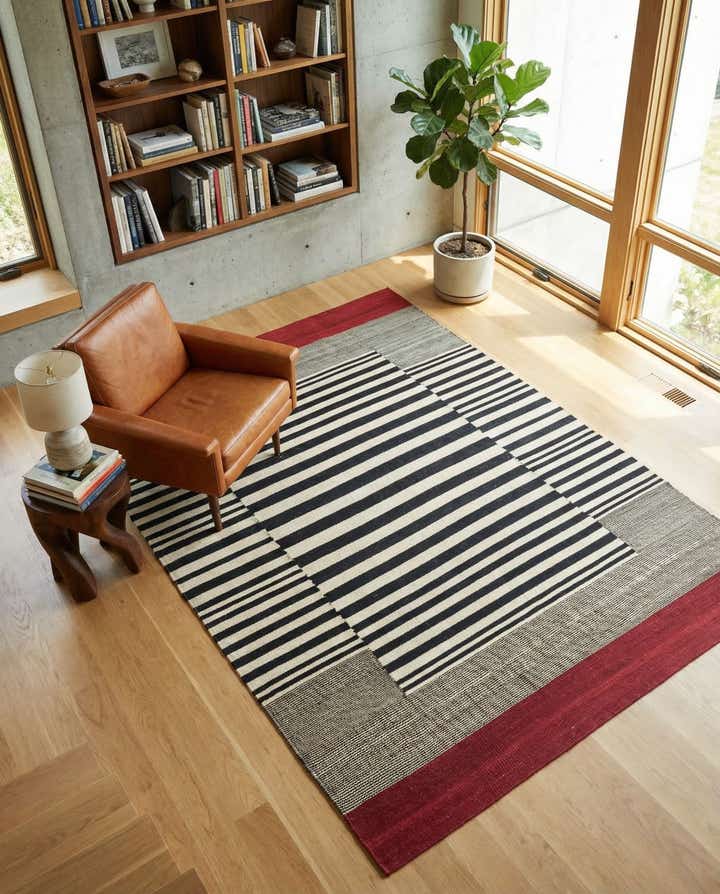 4' 3 x 5' 9 Hand Woven Kilim Modern Wool Rug
