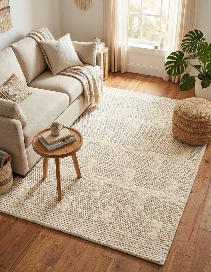 Detail image of 4' 1 x 6' 1  Hand Woven Lana New Zealand Wool Rug