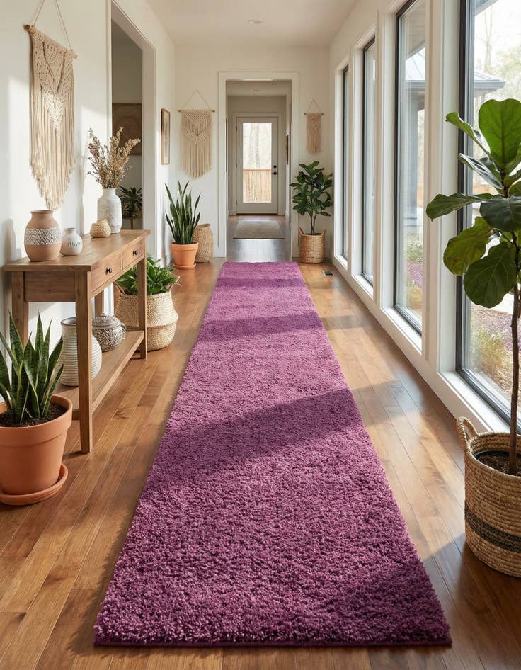 Detail image of 2' 7 x 13' Solid Shag Runner Rug