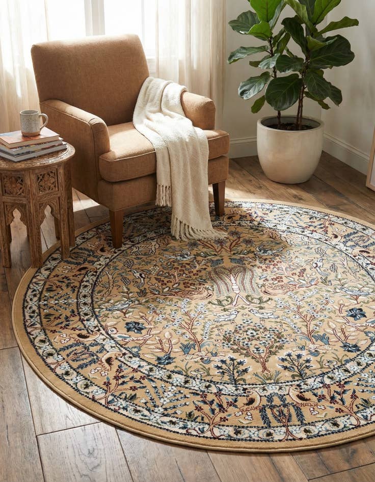 Detail image of 5' 3 x 5' 3 Nain Design Round Rug