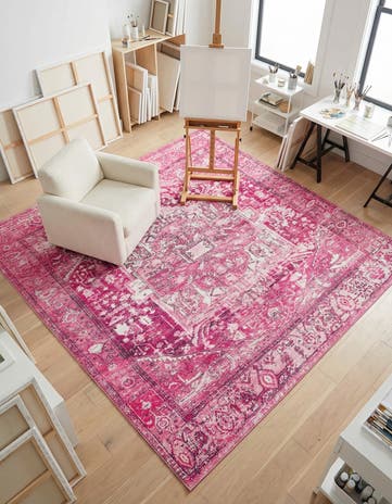 Plumrose Pink Medina Square Rug