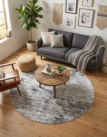 Gray Leipzig Round Rug