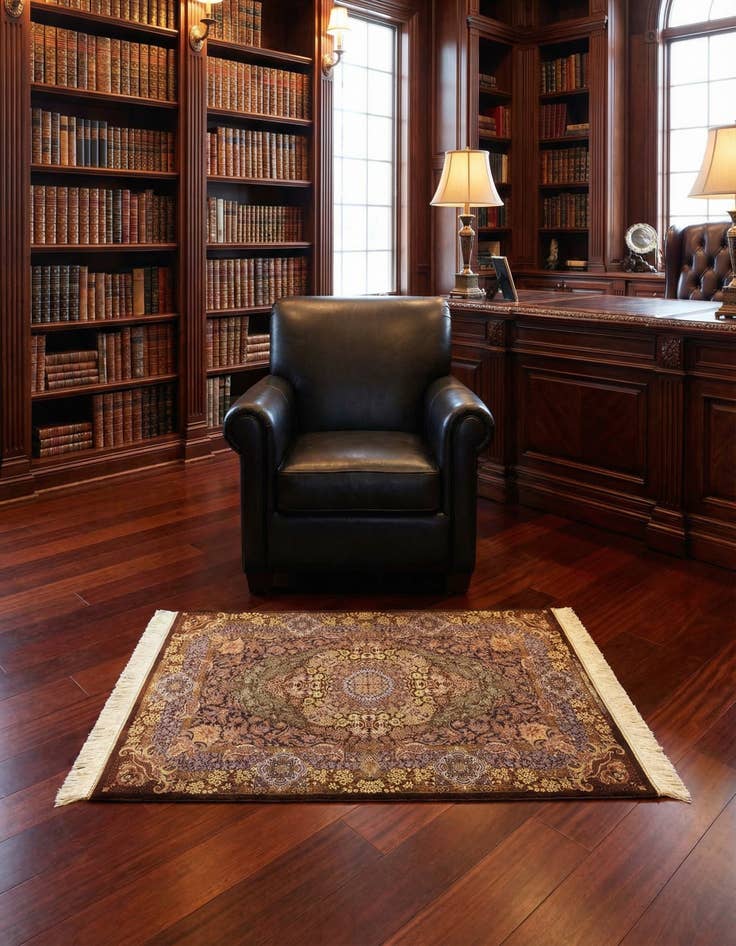 Detail image of 3' 6 x 4' 11 Ghom Silk Rug