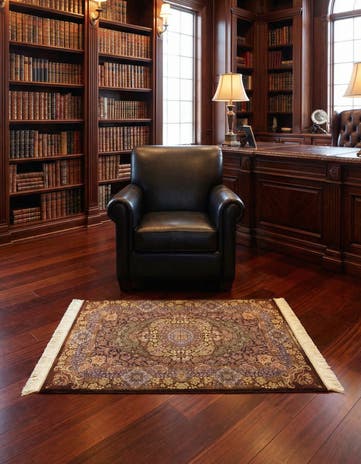 3' 6 x 4' 11 Ghom Silk Rug
