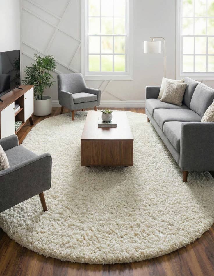 Detail image of 7' 10 x 10' Solid Shag Oval Rug