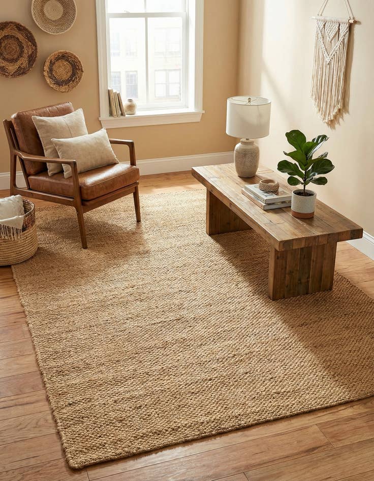 Detail image of 5' 1 x 8'  Hand Woven Chunky Jute Rug