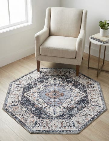 3' 3 x 3' 3 Washable Yara Octagon Rug