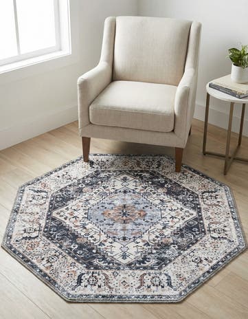 3' 3 x 3' 3 Washable Yara Octagon Rug