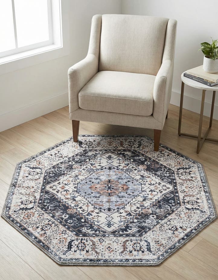3' 3 x 3' 3 Washable Yara Octagon Rug
