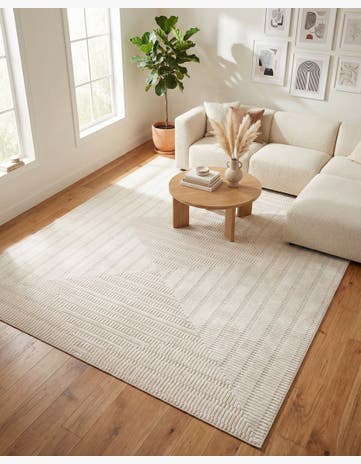 Ivory White Textura Designer Rug