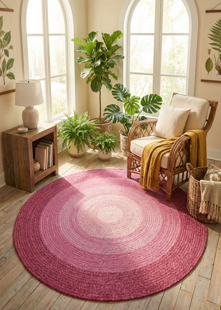 5' 1 x 5' 1 Handmade Hand Braided Wool Round Rug